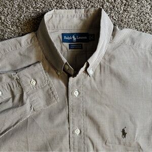 Ralph Lauren mens 16 (32/33) casual button-down shirt office orange‎ fall black